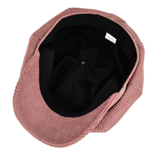 Corduroy Unisex Newsboy Pink Cap Hat w/ Visor Bill - Picture 6 of 7